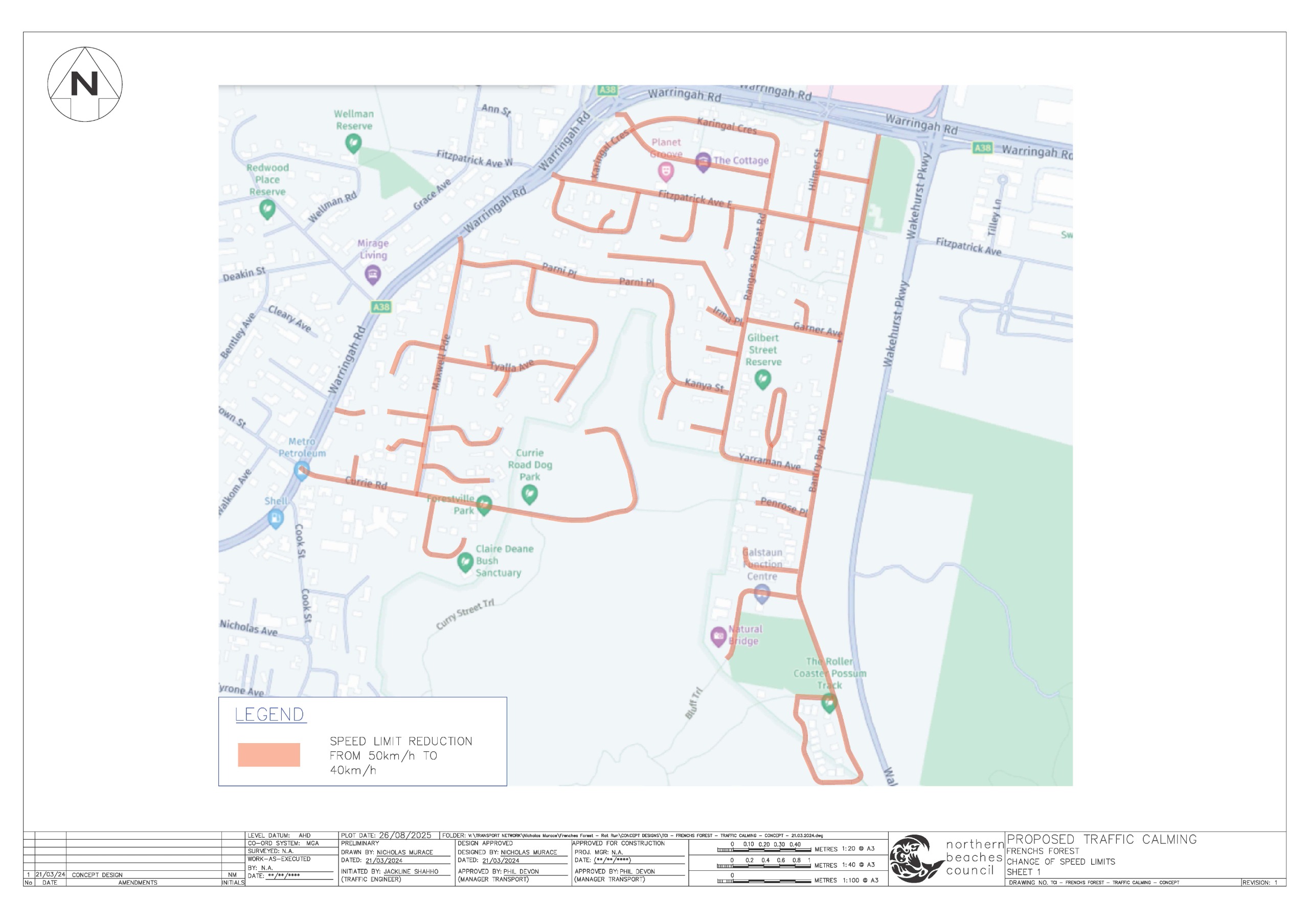 Map of speed limit reduction
