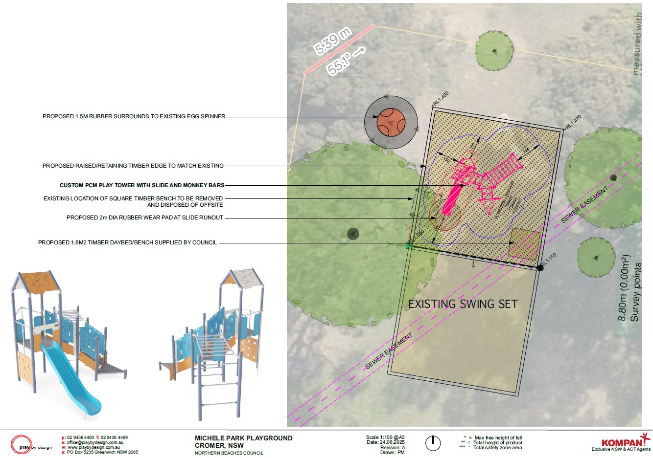 site plan showing position of equipment in reserve