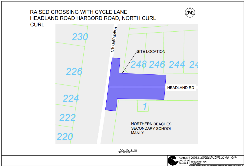 Site location on Headland Road near intersection with Harbord Road