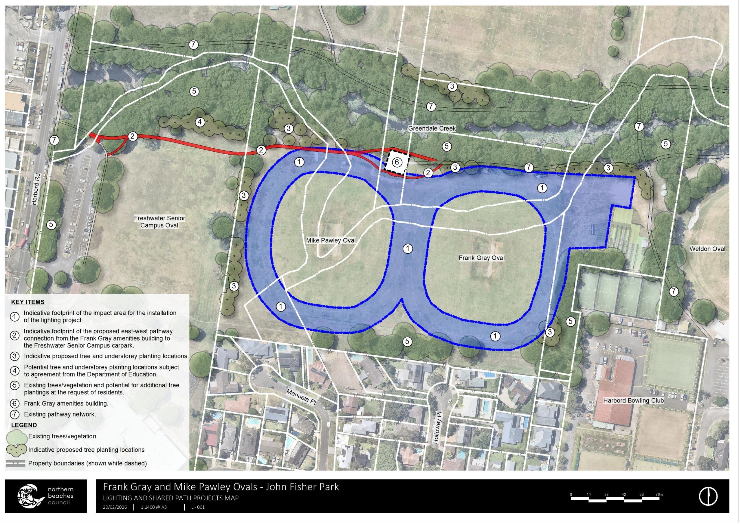 site map of Mike Pawley and Frank Gray lighting proposal 