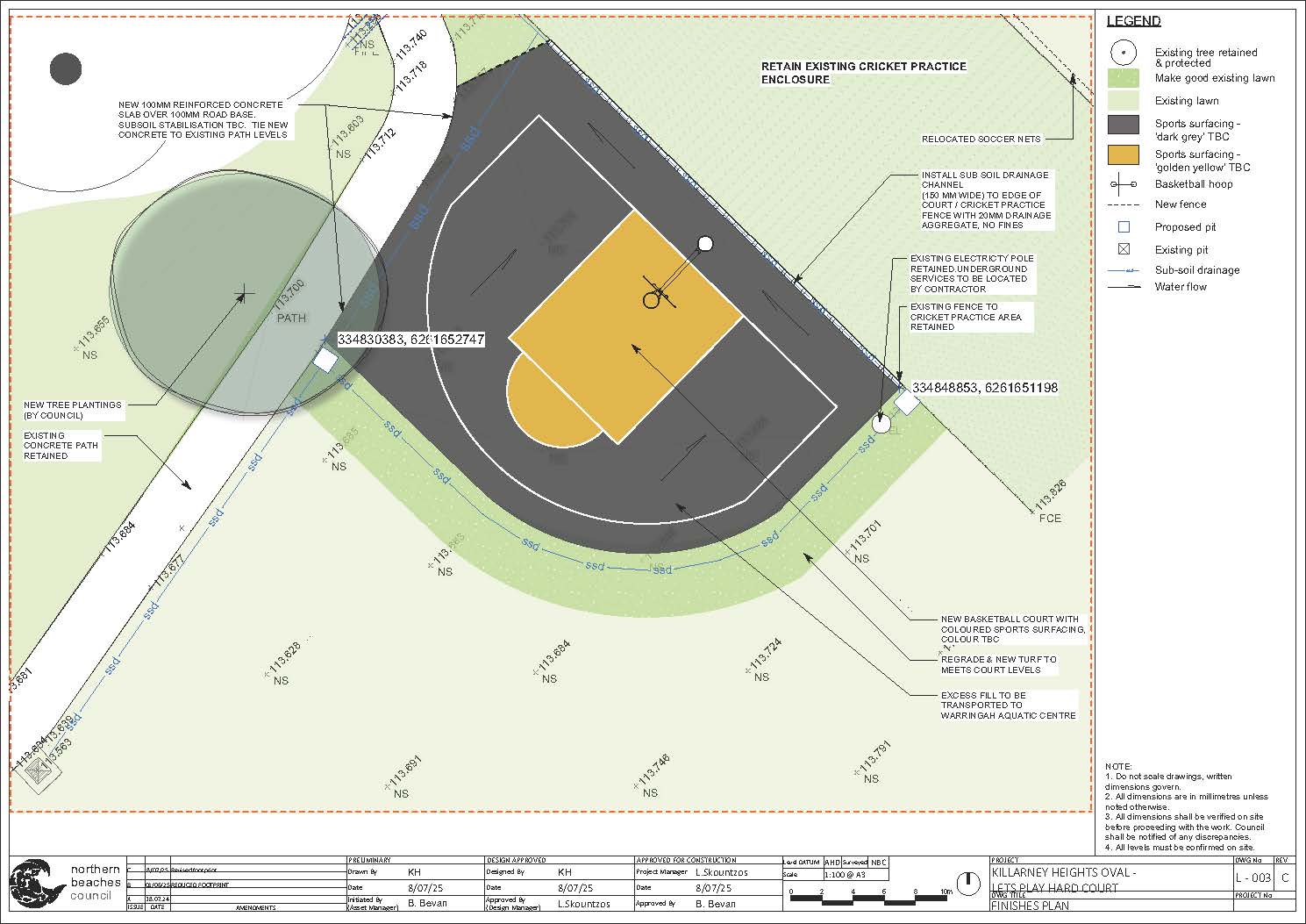 plan identifying hard court location