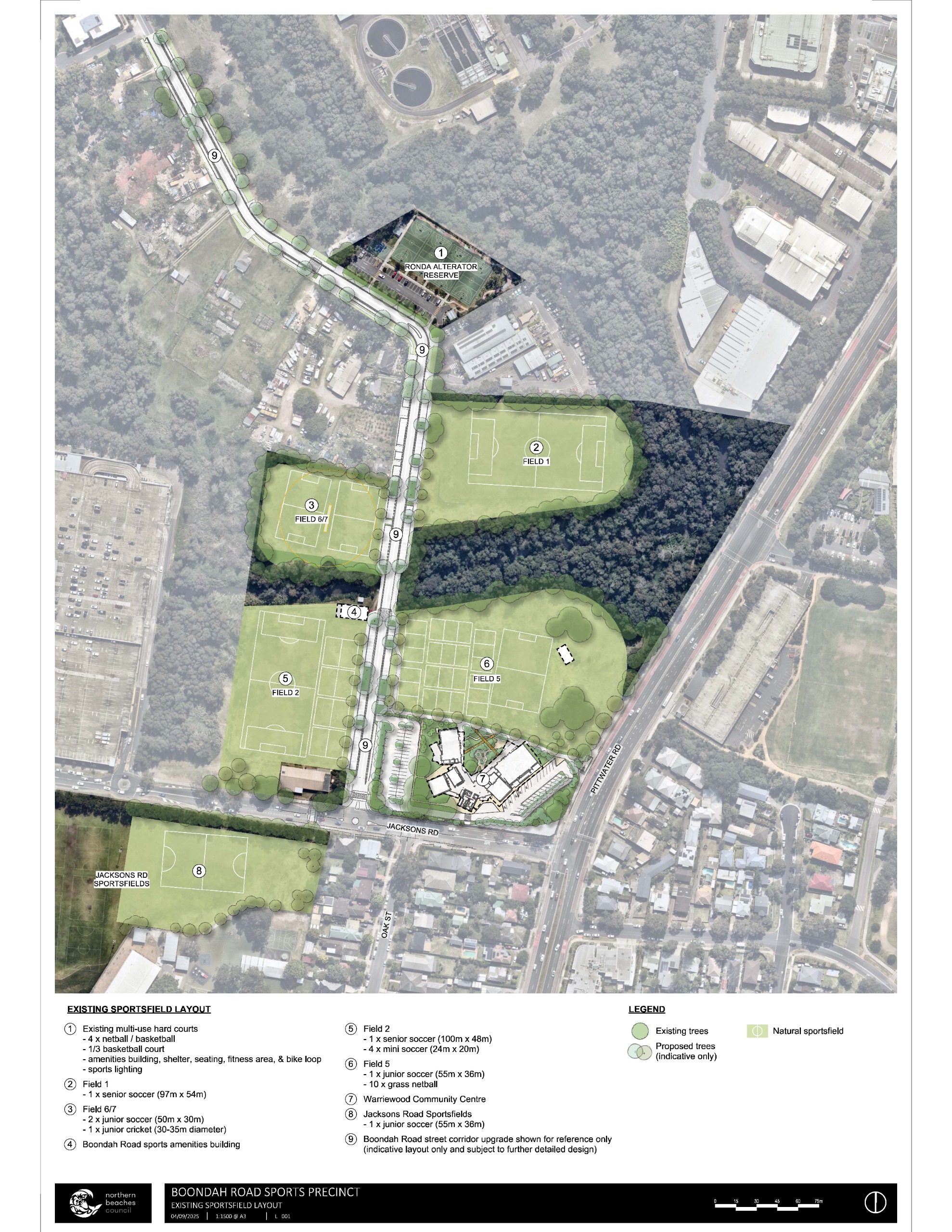 Existing sportsfield layout