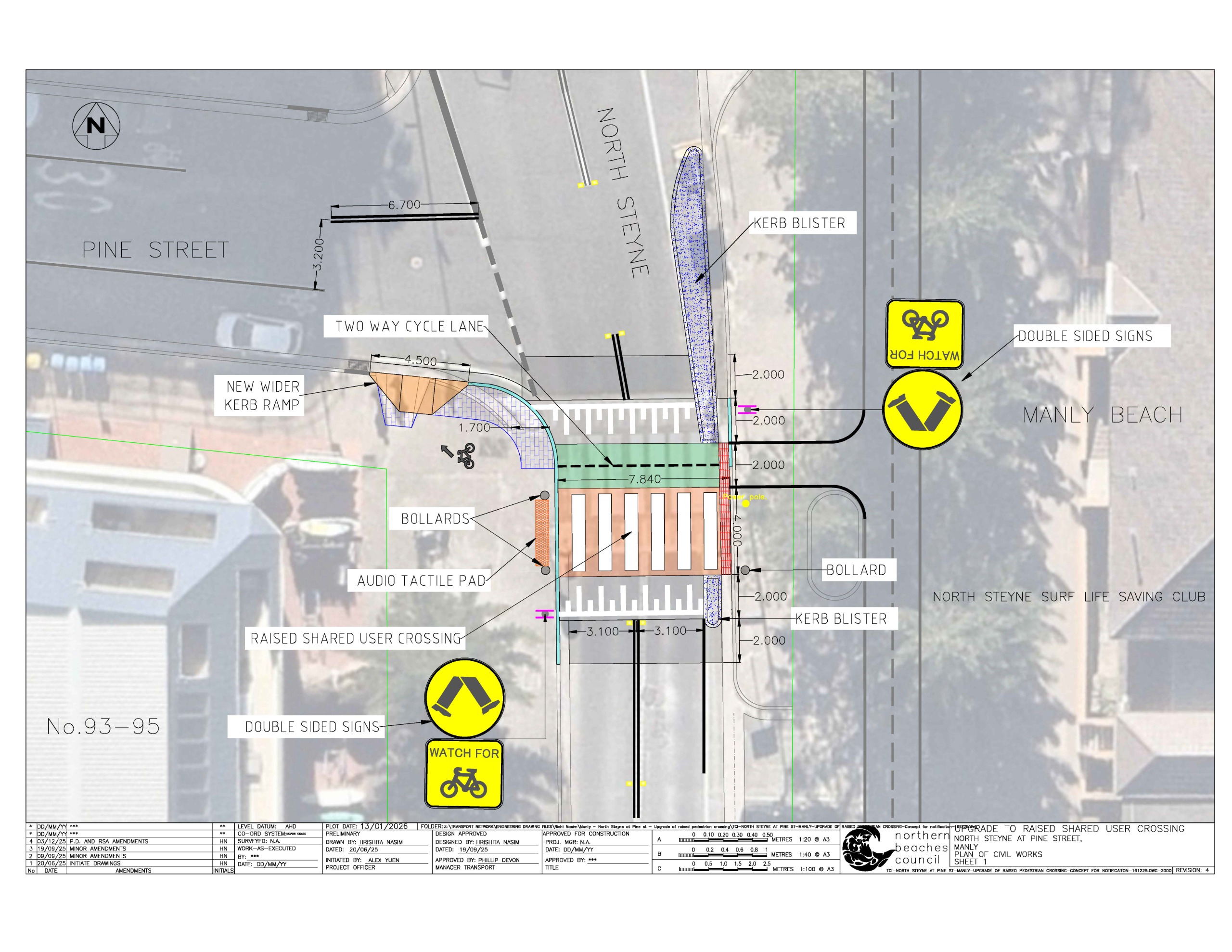 Aerial view of crossing detail