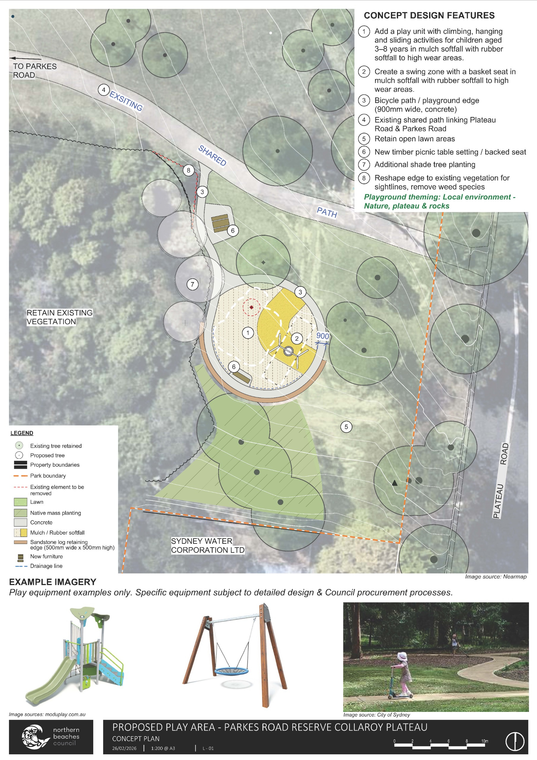 site map showing location of playground within reserve