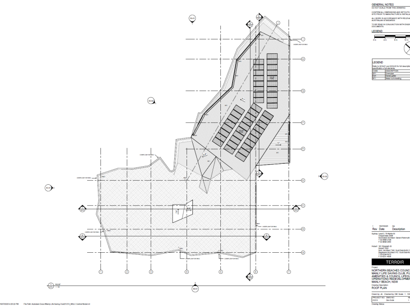 Manly Life Saving Club - Roof Plan