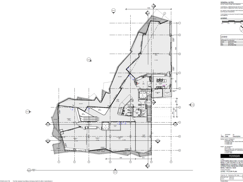 Manly Life Saving Club - First Floor Plan