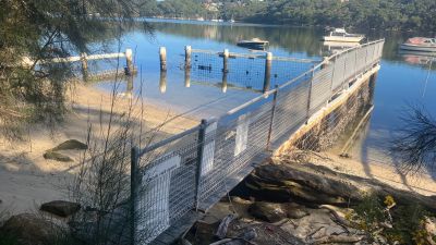 tidal pool with safety fencing 