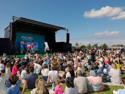 Crowd watching a show on stage