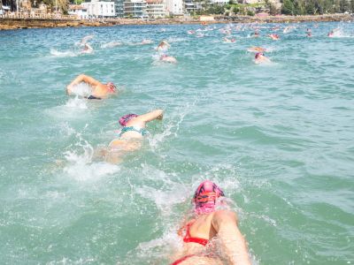 People swimming in a race